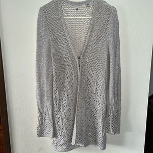 ANTHROPOLOGIE Knitted and Knotted Bella Pointelle Linen Blend Cardigan Size L